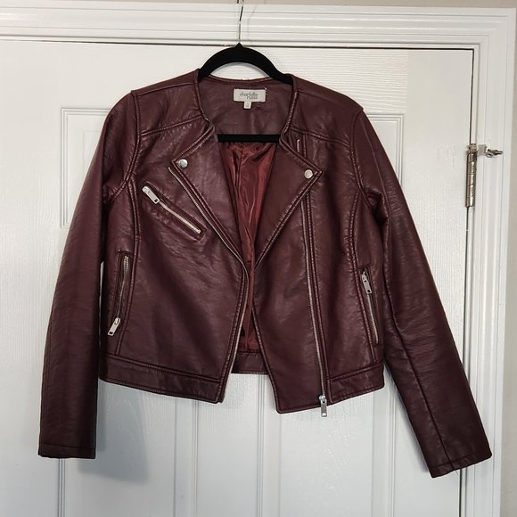 Charlotte Russe Jackets Coats Charlotte Russe Faux Leather Jacket Medium Burgundy Poshmark